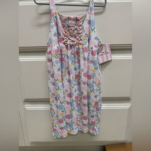 NWT James & Lottie Floral Ruffle Dress Size 7 Pastel Spring Easter